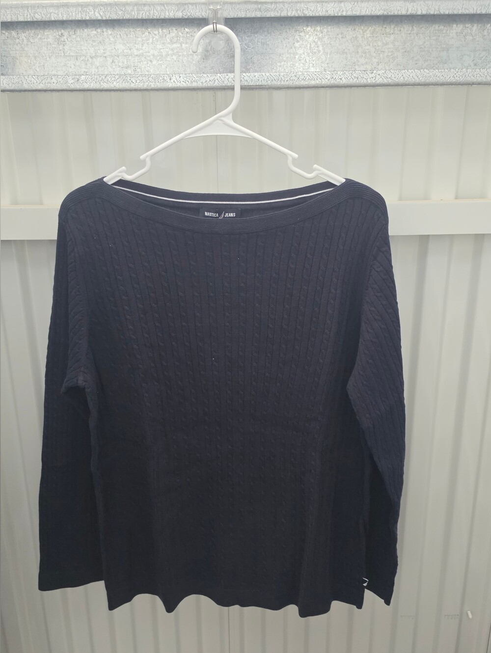 Nautica Women’s Navy Cable-Knit Crewneck Sweater